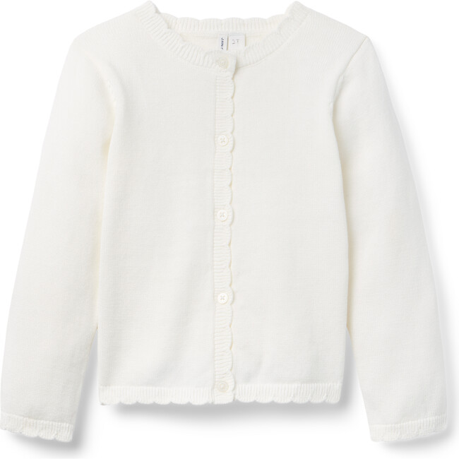 The Scalloped Trim Cardigan, White