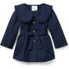 The Ruffle Collar Trench Coat, Navy Blue - Coats - 3 - thumbnail