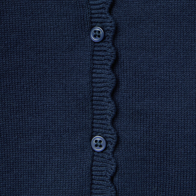 The Scalloped Trim Cardigan, Navy Blue