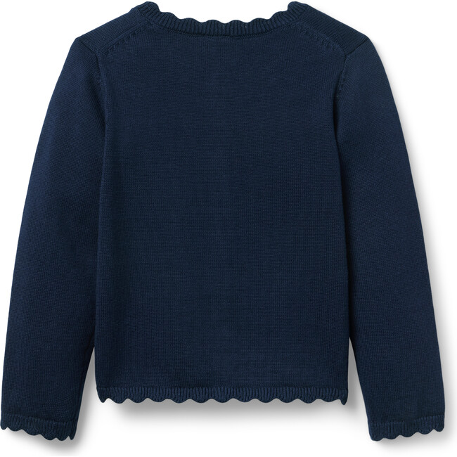 The Scalloped Trim Cardigan, Navy Blue - Cardigans - 3
