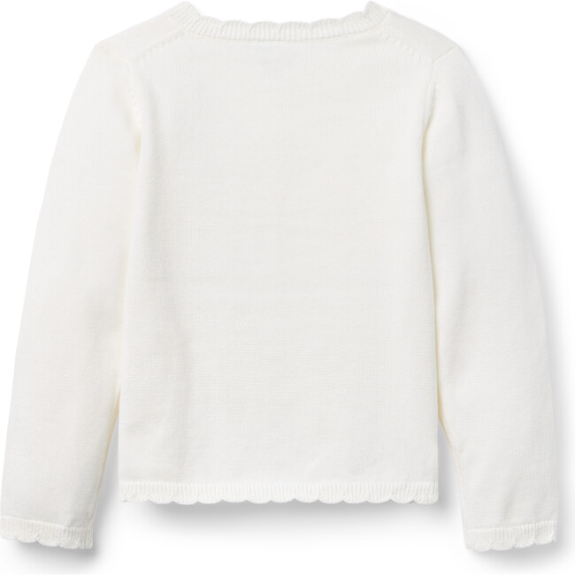 The Scalloped Trim Cardigan, White - Cardigans - 3