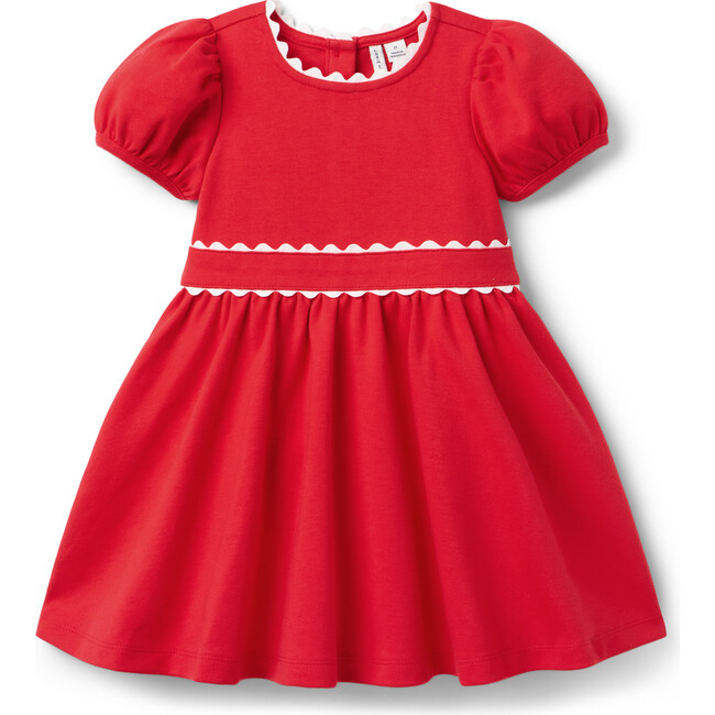 Ric Rac Trim Ponte Dress, Red