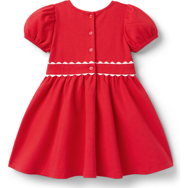 Ric Rac Trim Ponte Dress, Red