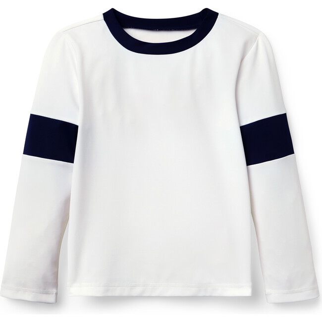 Recycled Stripe Rash Guard, White