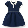 Quilted Collar Dress, Navy Blue - Dresses - 1 - thumbnail