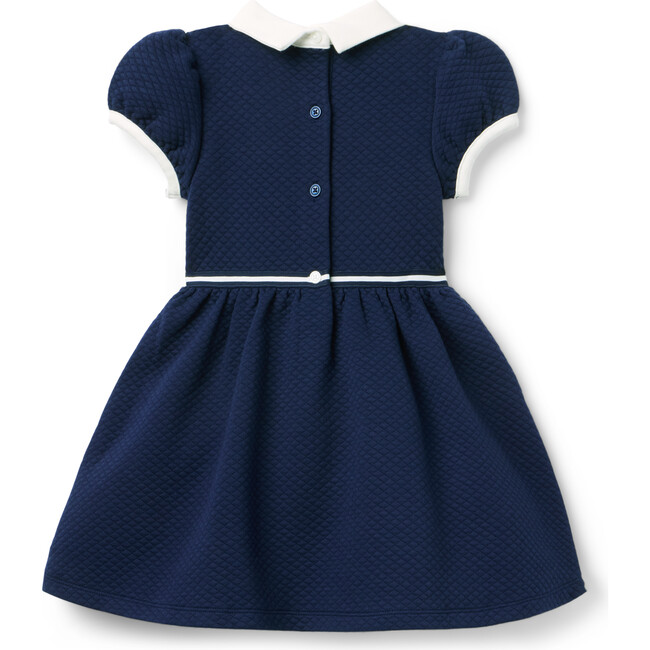 Quilted Collar Dress, Navy Blue