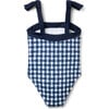 Recycled Gingham Bow Strap Swimsuit, Navy Blue - One Pieces - 3 - thumbnail