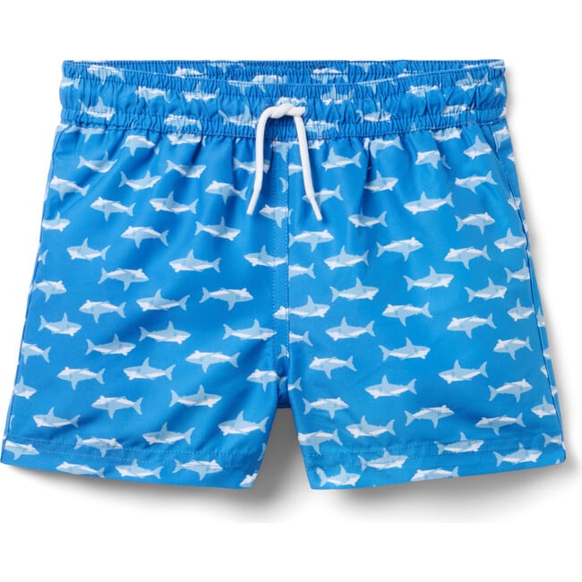 Recycled Shark Swim Trunk, Blue - Swim Trunks - 3