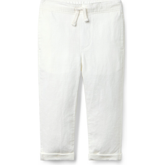 Linen-Cotton Cuffed Pant, White