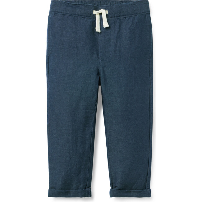 Linen-Cotton Cuffed Pant, Blue