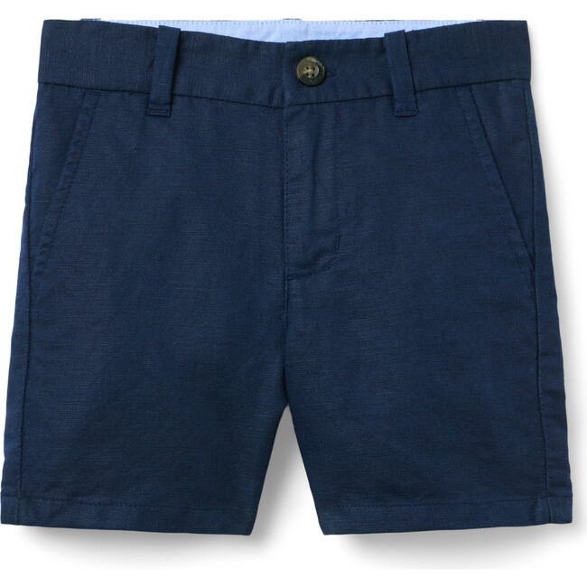 Linen-Cotton Short, Navy Blue