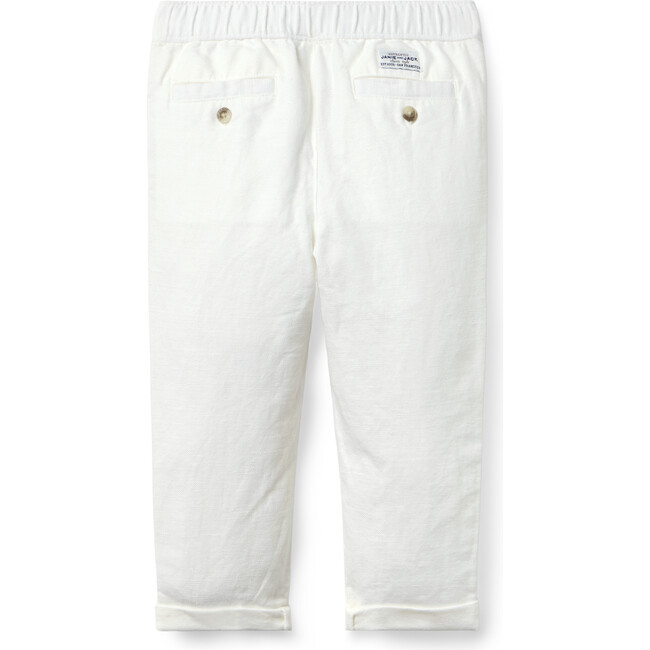 Linen-Cotton Cuffed Pant, White