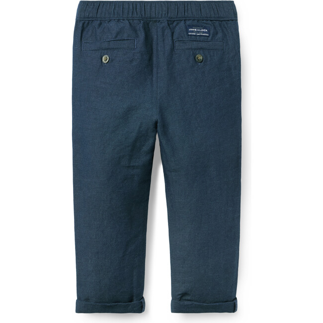 Linen-Cotton Cuffed Pant, Blue