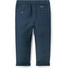 Linen-Cotton Cuffed Pant, Blue - Pants - 2 - thumbnail