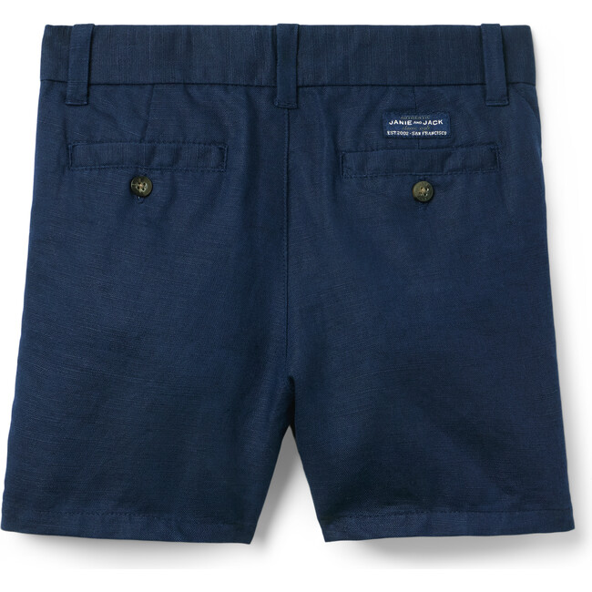 Linen-Cotton Short, Navy Blue