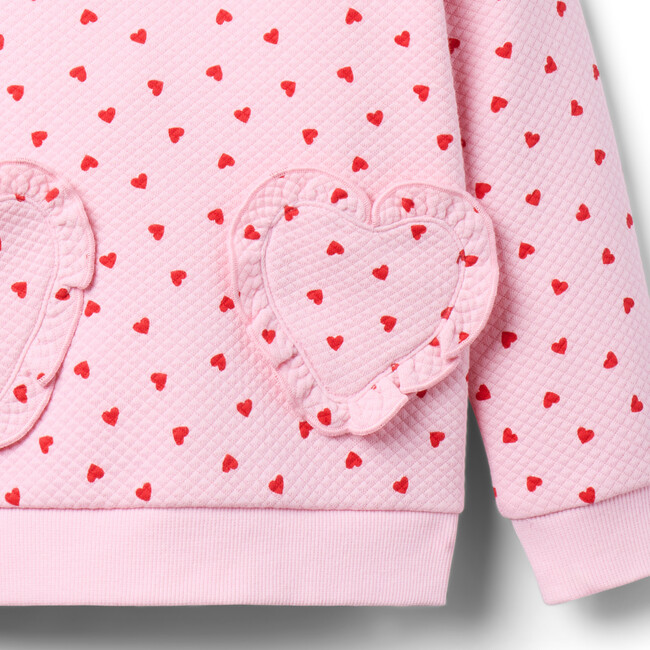 Heart Pocket Quilted Sweatshirt, Pink
