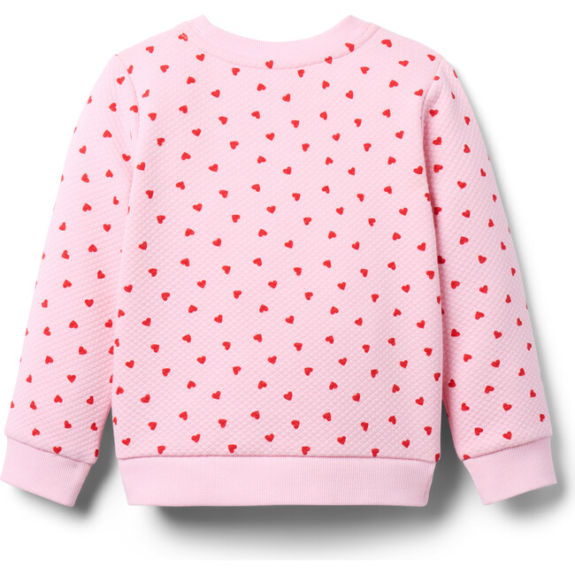 Heart Pocket Quilted Sweatshirt, Pink - Sweatshirts - 3