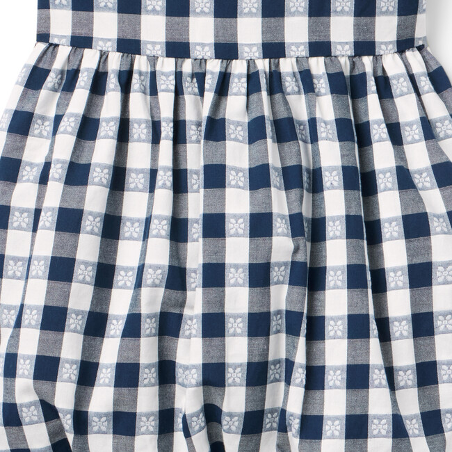Gingham Bubble Skirt Dress, Navy Blue