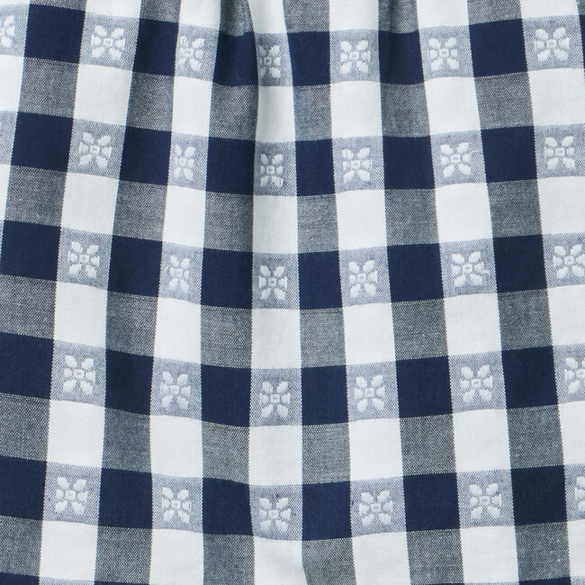 Gingham Ruffle Top, Navy Blue