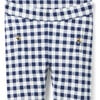 Gingham Button Ponte Pant, Navy Blue - Pants - 2 - thumbnail