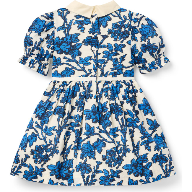 Floral Collar Dress, Blue - Dresses - 3