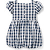Gingham Bubble Skirt Dress, Navy Blue - Dresses - 3