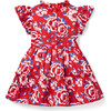 Floral Ruffle Sleeve Dress, Red - Dresses - 3