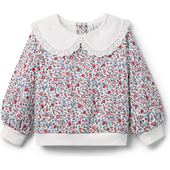 Ditsy Floral Collar Sweatshirt, White