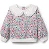 Ditsy Floral Collar Sweatshirt, White - Sweatshirts - 1 - thumbnail