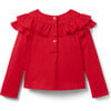 Double Ruffle Top, Red - Blouses - 2 - thumbnail