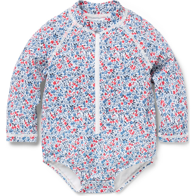 Baby Recycled Ditsy Floral Rash Guard Swimsuit, Blue