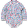 Baby Recycled Ditsy Floral Rash Guard Swimsuit, Blue - One Pieces - 1 - thumbnail
