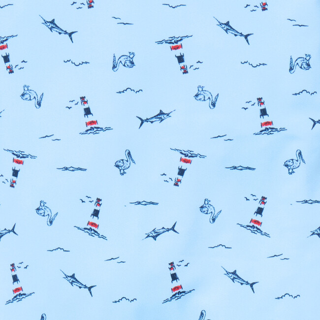 Baby Recycled Nautical Icon Rash Guard Swimsuit, Blue