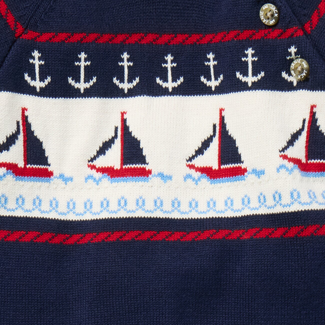 Baby Sailboat Sweater One-Piece, Blue