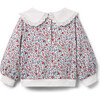 Ditsy Floral Collar Sweatshirt, White - Sweatshirts - 3 - thumbnail