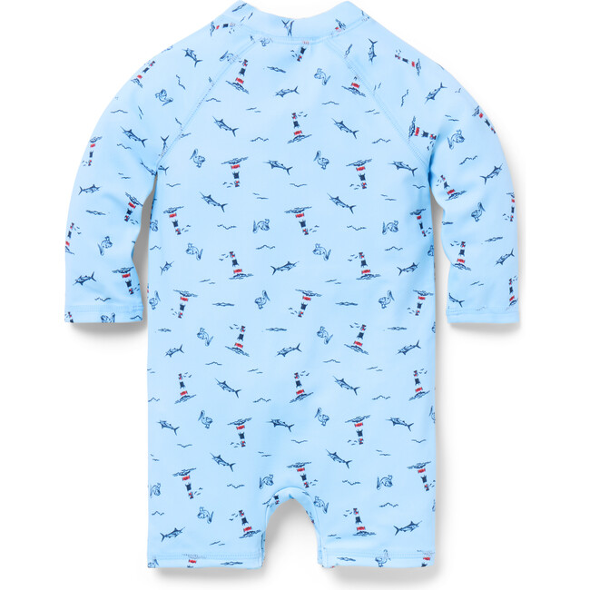 Baby Recycled Nautical Icon Rash Guard Swimsuit, Blue - One Pieces - 3