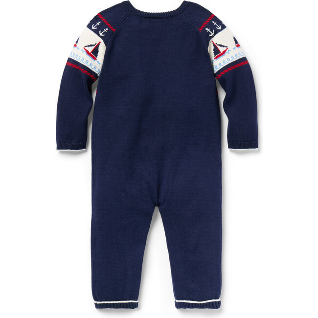 Baby Sailboat Sweater One-Piece, Blue - Rompers - 3