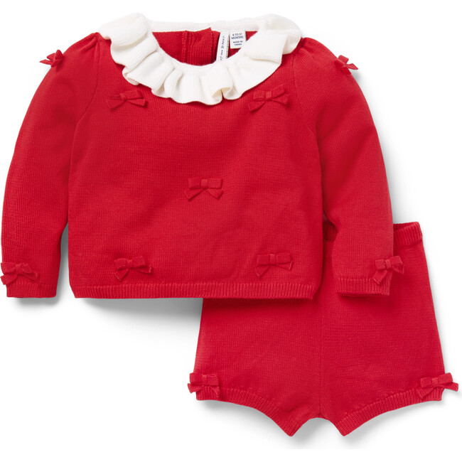 Baby Bow Matching Sweater Set, Red