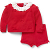 Baby Bow Matching Sweater Set, Red - Mixed Apparel Set - 1 - thumbnail