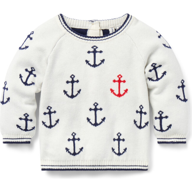 Baby Anchor Sweater, White