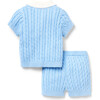 Baby Cable Knit Matching Set, Blue - Mixed Apparel Set - 3