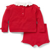 Baby Bow Matching Sweater Set, Red - Mixed Apparel Set - 3