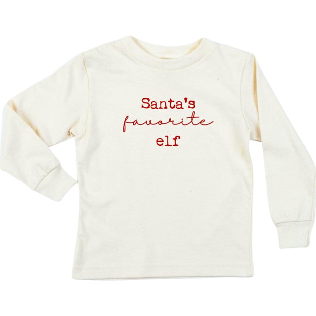 Santa's Favorite Elf Organic Kids T-Shirt, Long Sleeve Red