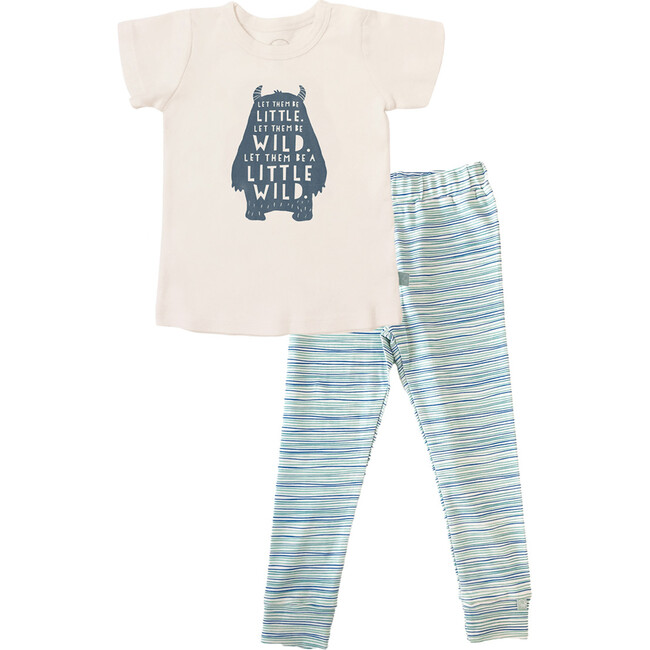 Short Sleeve Pajama Set, Wild Child Pinstripes
