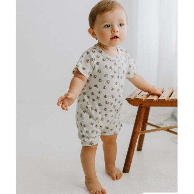 Short Sleeve Romper, Sun - Rompers - 4