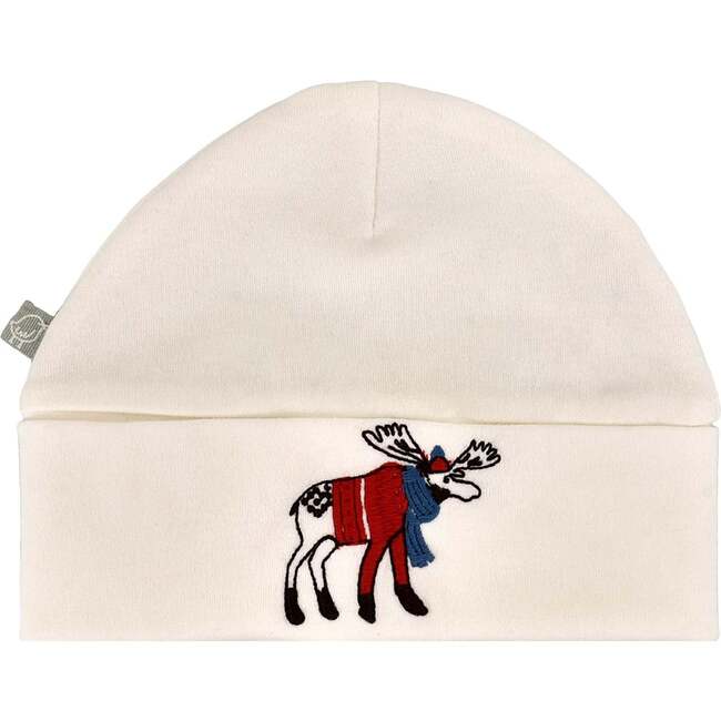 Roll Up Hat, Ivory Moose Embroidery