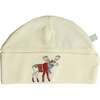 Roll Up Hat, Ivory Moose Embroidery - Winter Hats - 3 - thumbnail