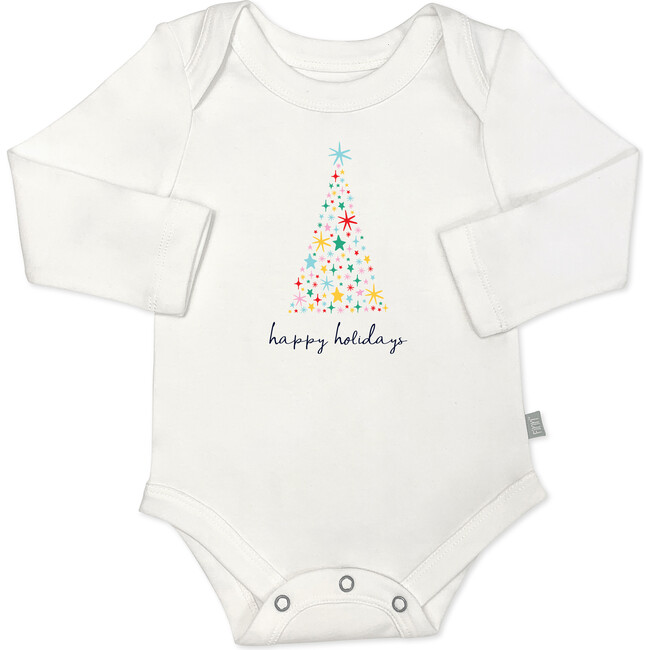 Long Sleeve Graphic Bodysuit, Happy Holidays Tree