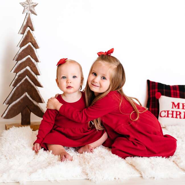 Long Sleeve Twirl Dress, Scarlet Red