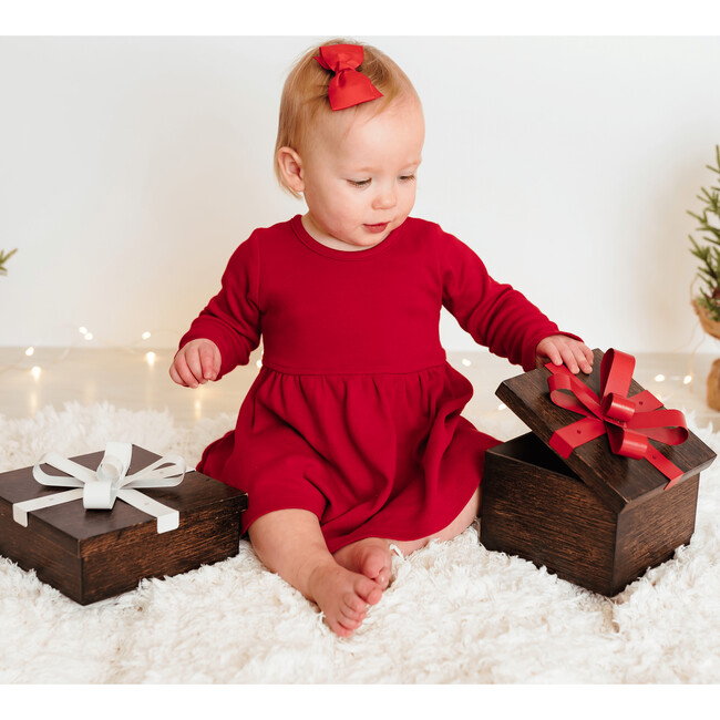 Long Sleeve Twirl Dress, Scarlet Red - Dresses - 3